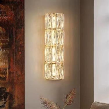 Imagem de Luminária de parede moderna e luxuosa em cristal com LED, ideal para sala de estar, quarto, cabeceira, casa de campo, hotel, escritório, escada e corredor (Estilo 31 D15H48CM)