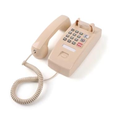 Imagem de Telefone residencial TRIMLINE vintage com fio, telefone fixo fácil de montar na parede, telefone de emergência SOS com botão grande para idosos com 3 grupos, mostrador de memória de um toque, telefone