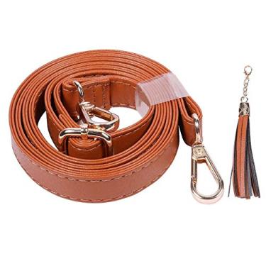 Imagem de Pulseira de reposição Beaulegan – couro de microfibra de flor integral – 150 cm de comprimento ajustável para bolsa de ombro transversal, Camel (Gold Clasp), 0.7 Inch Wide, 1