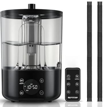 Imagem de Umidificador de réptil para terrários, função de temporizador, 1 galão, volume de neblina ajustável, ideal para dragões barbudos, lagartos, lagartixas, cobras, tartarugas, controle remoto (com bateria