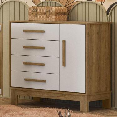 Imagem de Cômoda Sapateira Slim 4355 Freijó Toq Branco Acetinado Ambiente - Qmovi