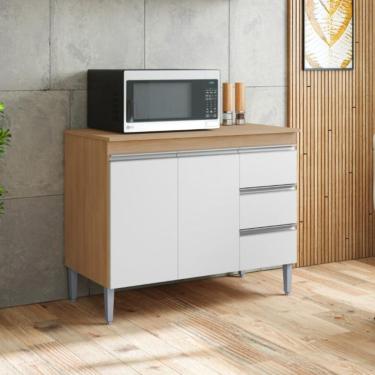 Imagem de Balcao De Cozinha Virginia 2pt 1m Amendoa Branco