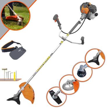 Imagem de Roçadeira Cortador de Grama À Gasolina RL430-P 2T 43cc 1,7HP de Alta Performance Com Carretel e Faca 3 Pontas + EXTRA Faca 2 Pontas e Escova de Aço