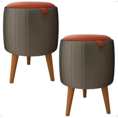 Imagem de Kit 2 Puffs Banqueta Gourmet Luxo Decorativos – Puff Retrô para Sala e Quarto em Diversas Cores(Kit Verde Oliva Suéde)