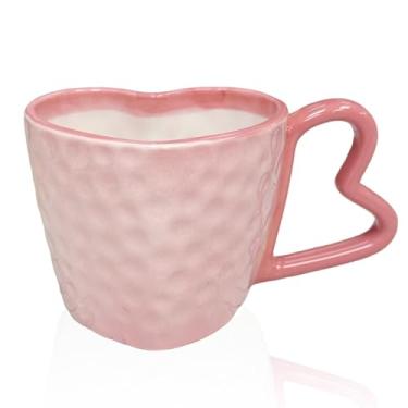 Imagem de Merriva Caneca de café em forma de coração de 293 ml – Copo de cerâmica bonito com destaque de coração para Dia dos Namorados, casamentos, aniversários, presentes românticos, café, chá, chocolate