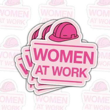 Imagem de 3 peças de adesivo feminino no trabalho – decalque de vinil rosa feminista para laptop, garrafa de água, capacete, caixa de ferramentas, decoração de escritório, presente de empoderamento para