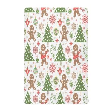 Imagem de JUZIHAI Lençol com elástico para berço 132 x 71 cm, elementos natalinos, macio, respirável, elástico para meninos e meninas, lençol de brincar para berço padrão e cama de criança pequena