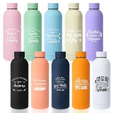 Imagem de Bokon 10 peças de presentes de agradecimento para funcionários garrafa de água fosca de aço inoxidável de 500 ml, garrafa de água inspiradora com caixa para colega de trabalho, equipe, professor,