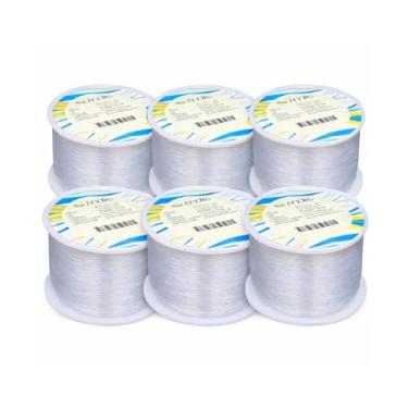 Imagem de Kit 6 Rolos Fio de Nylon NYBC 0,35mm Transparente 800m Cada Linha Resistente para Artesanato Bijuterias Costura Pesca Encadernação DIY R101