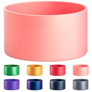 Imagem de Diumepo Bota de silicone para Stanley & Hydroflask Tumbler 1,134.0 g Matte Luster Capa protetora de silicone adequada para garrafas de água com base de 7 a 7,6 cm, manga inferior com glitter, livre de