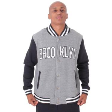 Imagem de Jaqueta College Moletom Masculina M10 Hoop Brooklyn, Mescla escuro, P