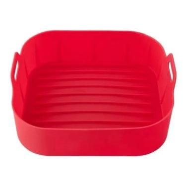Imagem de 2X Forma Cesto Assadeira Silicone Air Fryer Quadrado 19Cm Al