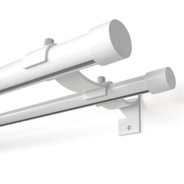 Imagem de Kit Varão Duplo Deslizante 28/19mm 1,00 Metro Inteiro com Suporte de Alumínio(Branco)