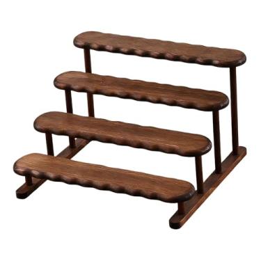 Imagem de IEUDNS Suporte de exibição de figuras, suporte para cupcakes, expositor de madeira, organizador de perfumes em vários níveis para brinquedos, figuras, 4 Níveis