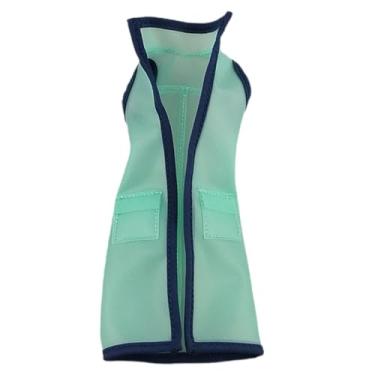 Imagem de Esquirla Capa de chuva em escala 1/12, roupa de chuva e elegante, feita à mão para bonecas, jaqueta longa com capuz para decoração (figura não, Colete Verde