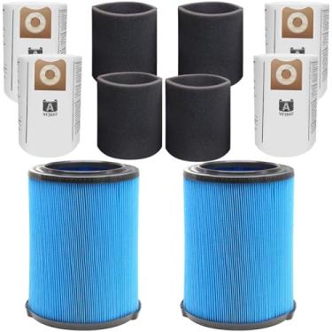 Imagem de Pacote com 2 filtros VF5000 + 4 sacos de filtro VF3502 + 4 pacotes de manga de espuma para aspirador de pó seco molhado Ridgid 6-20 galões (pacote com 10)
