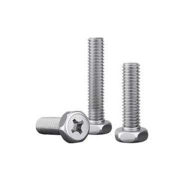 Imagem de 2-10 Peças Parafusos De Máquina De Cabeça Sextavada M6 Phillips De Aço Inoxidável 304, Deck De 8-60mm E Parafusos De Fixação De Madeira Serrada(M6x8 (10PCS))