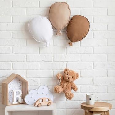 Imagem de Gejoy 4 Pcs Fabric Balloon and Khaki Bear Nursery Wall Decor 11.8 x 9.8 Inch Fabric Balloon Hanging Decoration Bedroom Decor for Baby Shower Boys Girls Gifts Home Accessories