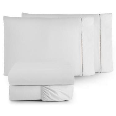 Imagem de Jogo de Cama Lençol Casal 3 Peças 100% Algodão Percal 200 Fios - gaby 