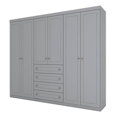 Imagem de Guarda Roupa Casal Nova York 6 Portas 4 Gavetas MDF-MDP Cinza Móveis Henn