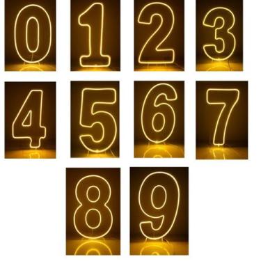 Imagem de Kit 2,4,6 Números Led 50x25cm Para Mesa de Bolo 0 a 9 Branco Quente ou