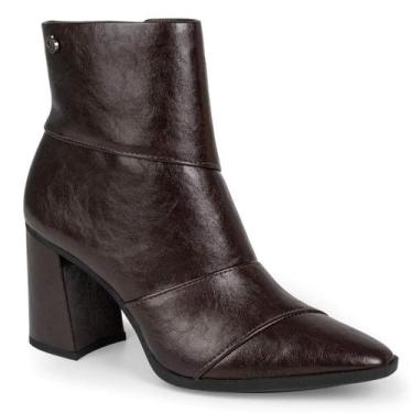 Imagem de Bota Dakota Feminina Cano Curto Salto Bloco Alto Bico Fino Café, Cafe,