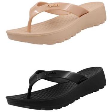 Imagem de Kit 2 Pares Chinelo Feminino Ortopédico Salto Anabela Dijean-Feminino