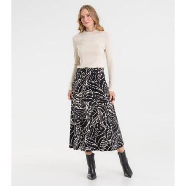 Imagem de Saia Midi Feminina Em Viscotorcion Rovitex Preto, G, Preto