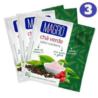 Imagem de Kit 3 Chá Verde Magro Sabor Cranberry Zero Lowçucar 8g
