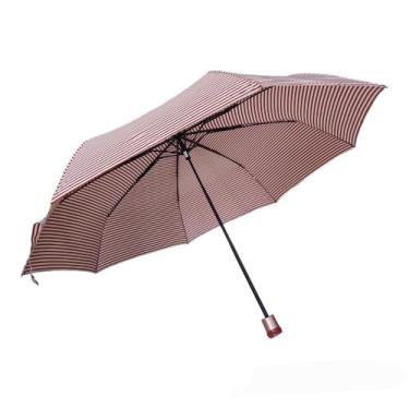 Imagem de Guarda Chuva Sombrinha Grande Listrado Dobrável Manual - XIAMEN, Beje