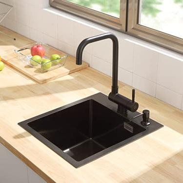 Imagem de Torneira de cozinha dobrável de janela frontal aço inoxidável 360 ° rotação pia lavatório misturador quente e frio torneira de água, preto, china