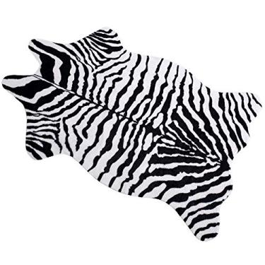 Imagem de MustMat Tapete com estampa de zebra sintetica fofo tapete com estampa de animal tapete perfeito para escritorio/quarto das criancas/embaixo das mesas/area menor 1,1 x 0,7 m