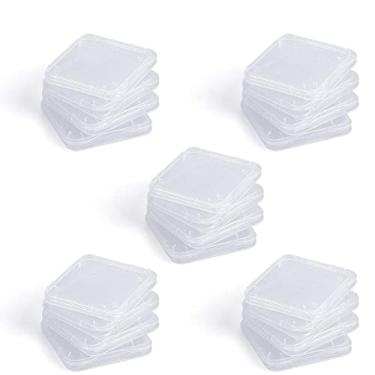 Imagem de Porta-cartão SD, WOVTE plástico SD MMC SDHC Pro Duo cartão de memória porta-joias caixa transparente branca pacote com 20