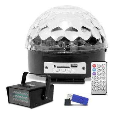Imagem de Kit Festa Iluminação Dj Balada Jogo De Luz Strobo Meia Bola