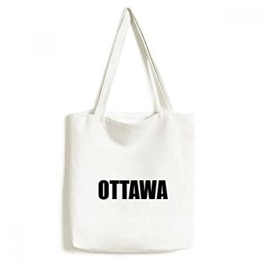 Imagem de Ottawa Canadá Nome da Cidade Bolsa de Lona Ecológica Bolsa de Compras Artesanato Lavável