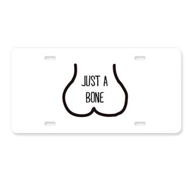 Imagem de DIYthinker Just Bone Placa de licença de desenho divertida de aço inoxidável para decoração de placa de carro