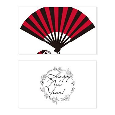 Imagem de Fã Japonês Vermelho Preto Festival Ano Novo Cartão Bless Mensagem Presente