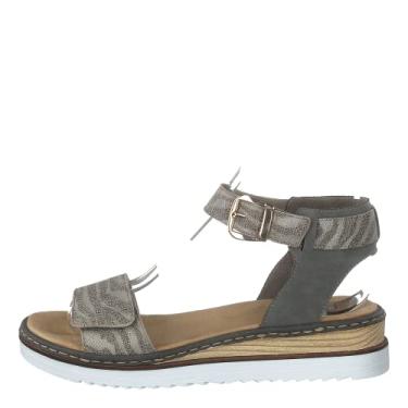 Imagem de Rieker 67952-42 Lamar Zebra Print Sandália gladiadora feminina, Cinza, 8.5