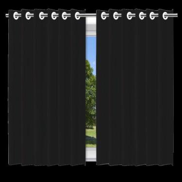 Imagem de Cortina Blackout Total Black Cor Preto Com Ilhós Dimensões De 200 X 14