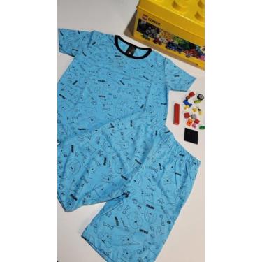 Imagem de Conjunto Pijama Azul Estampado Em Malha - Pijamas Lunar