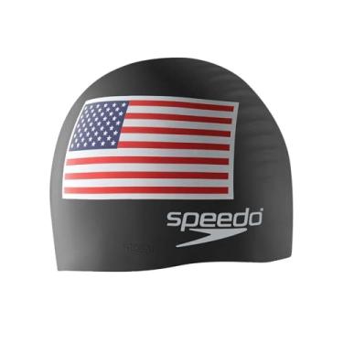 Imagem de Speedo Touca de natação unissex de silicone para adulto, Speedo Black Flag, One Size