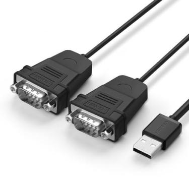 Imagem de Cabo Adaptador Usb A 2.0 para Serial DB9 RS-232 1.5 Metros Preto Taxas de Transmissão Programáveis ​​de 75bps a 128000bps Suporta sistema operacional Windows Mac OS e Linux MPOWER
