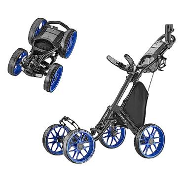 Imagem de Caddytek Carrinho de golfe CaddyCruiser ONE V8 com 4 rodas - Carrinho dobrável de alumínio leve com rodas de EVA, freio de pé, alça ajustável, cesta térmica, suporte de guarda-chuva, suporte de bebida