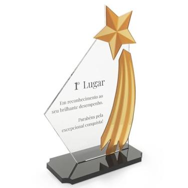 Imagem de Troféu em Acrílico Personalizado Estrela (Preto)