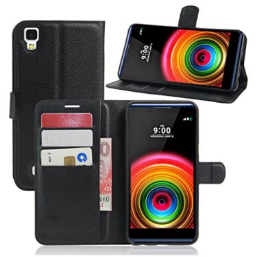 Imagem de Capa para LG X Power, capa carteira flip de couro PU premium com compartimento para cartão, suporte e fecho magnético [capa interna de TPU à prova de choque] Compatível com LG X POWER