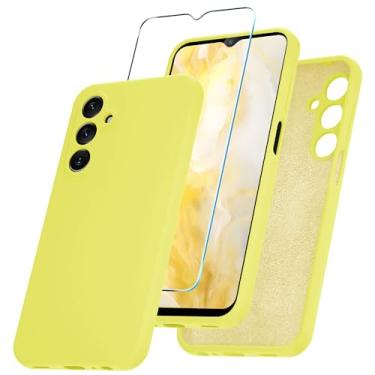 Imagem de YENAPOON Capa para Samsung Galaxy A15 5G, capa de telefone de silicone com 1 protetor de tela, forro de microfibra macio antiarranhões, capa fina à prova de choque, amarela