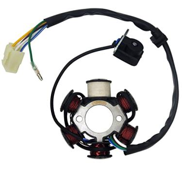 Imagem de Bobina de estator Magneto 5 fios AC 6 polos de ignição magnética para GY6 125cc 150cc substituição do estator do motor para Scooter ATV Go Kart Taotao Dune Buggy (plugue de 4 pinos com trava)