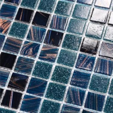 Imagem de smafusion Azulejo de mosaico azul e verde de 11,5 m² para piso e parede de banheiro, parede de destaque, fundo de cozinha, piscina, chuveiro, restaurantes, hotéis, lavanderia (10 peças, azul índigo e