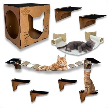 Imagem de Kit Playground Brinquedo Para Gatos 9 Pçs Desmontado De Parede