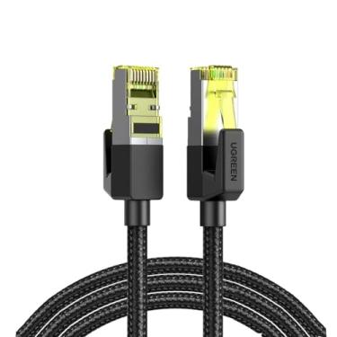 Imagem de Cabo de Rede Cat7 F/FTP RJ45 Ethernet 30awg 0.5 Metros Preto Revestido em Nylon Conexão Plug and Play Taxa de Velocidades de Dados 10Gbps Ampla Compatibilidade MPOWER